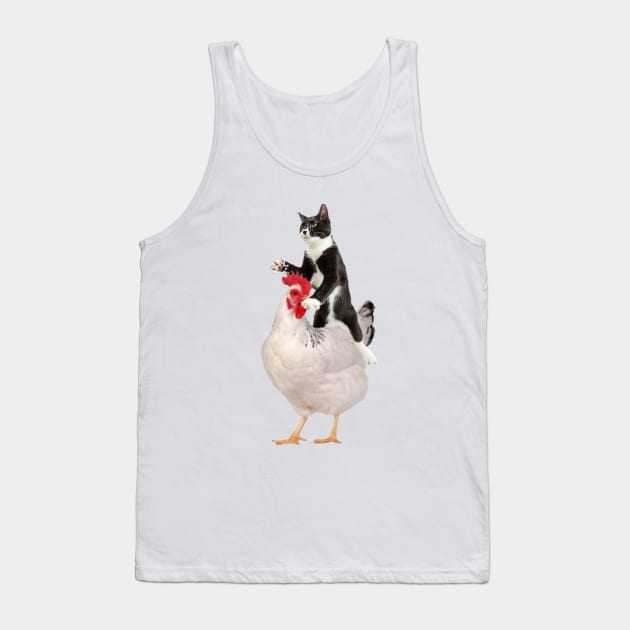 Tuxedo Cat on a Chicken Tank Top by horse face